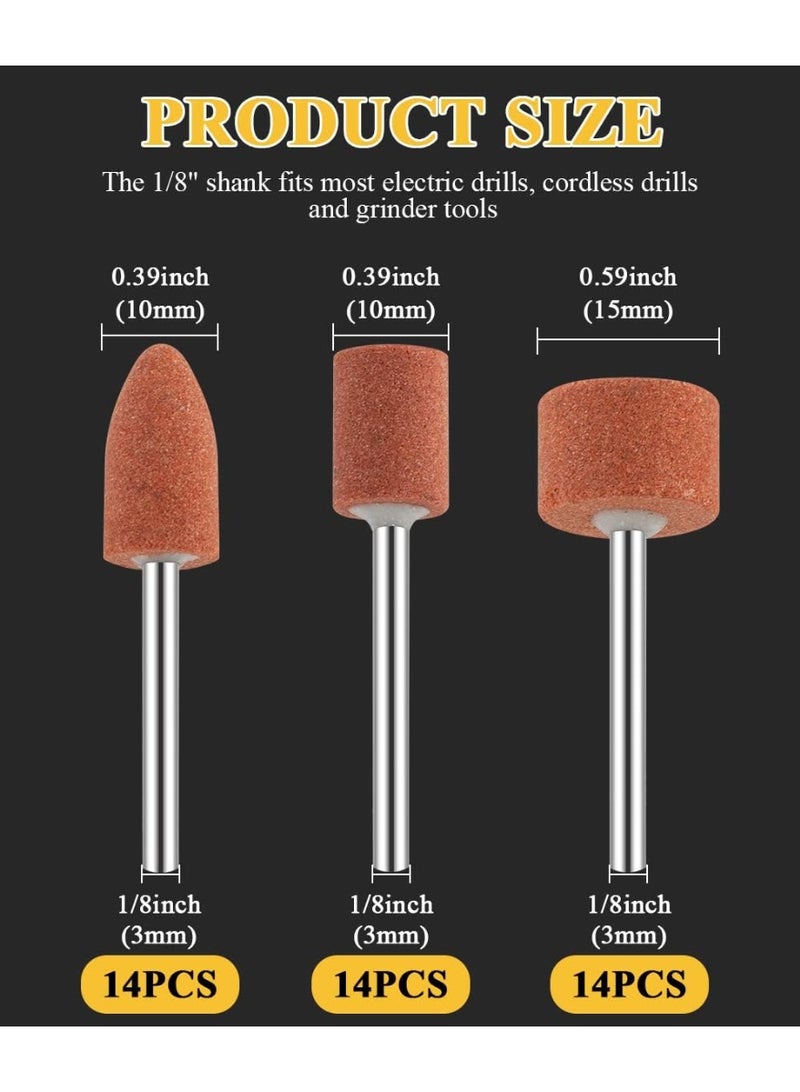 Sanding Bits for Dremel Rotary Tool, Grinding Stone Sanding Drill Bits with 1/8" Shank, Aluminium Oxide Tough Enough to Metal Rust Removal/Smoothing/Sharpening, Different Shape Meet More Needs, 42Pcs - Image 4
